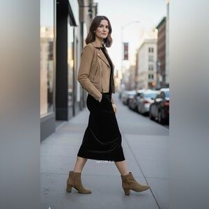 Kate Spade New York Knott Mid Boot Tan Suede Ankle Boots Women’s US 9.5B NWB